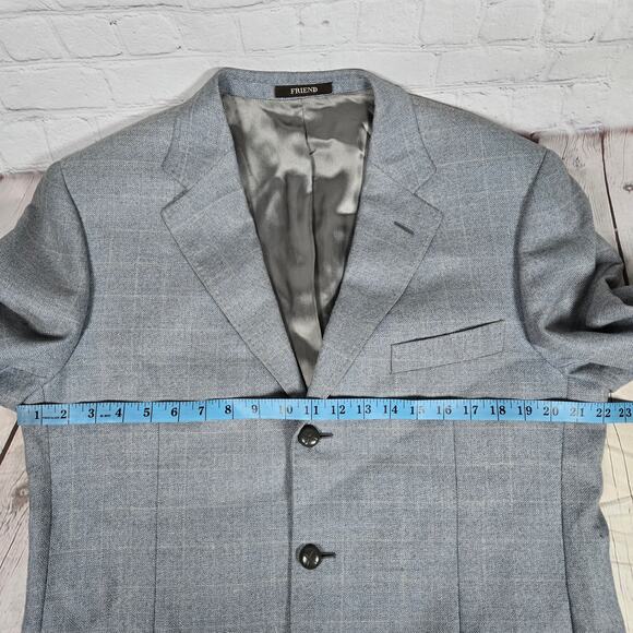 Friend Italy Collection For Man Wool Linen Blend Blazer Jacket Blue Plaid 50S - Picture 10 of 14
